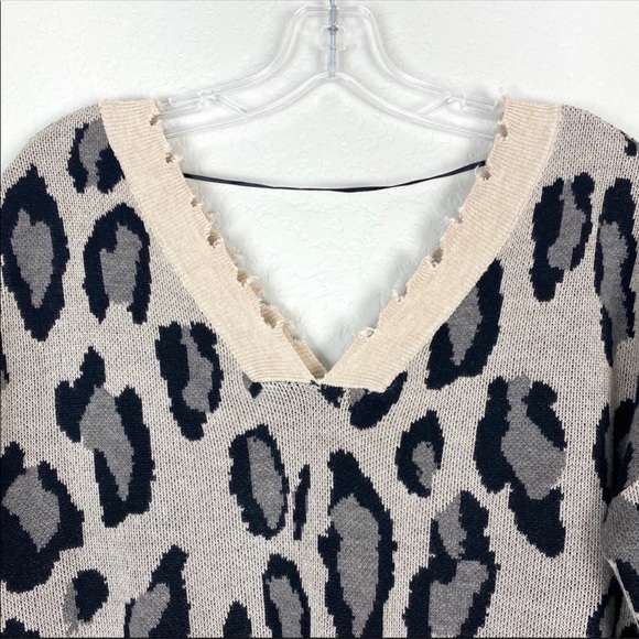 FATE Animal Print Distressed Pullover - Picture 3 of 7